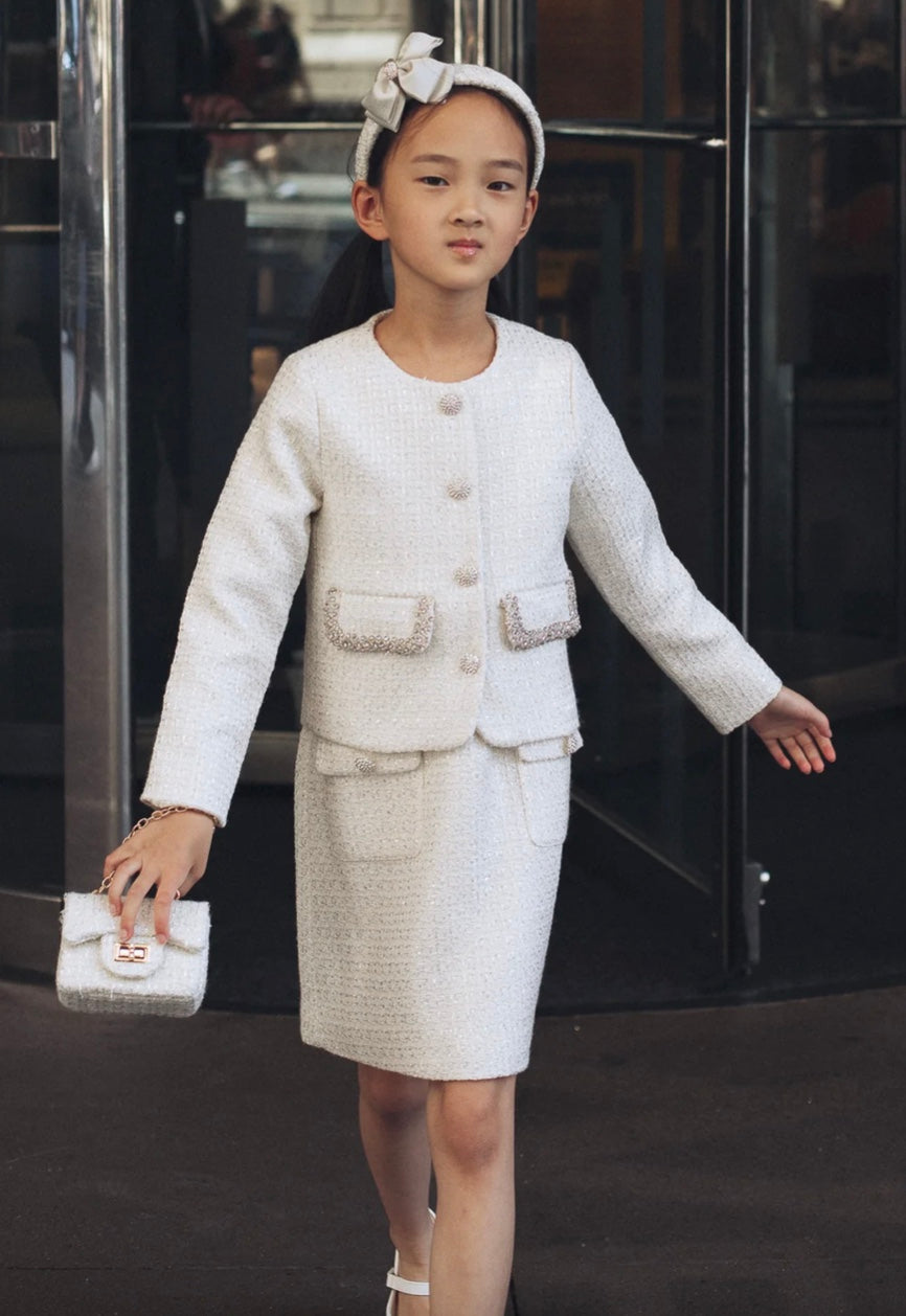 Kjole Adelaide Plaid Sequin White