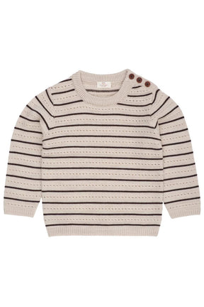 Genser Merino Pattern Pale Cream Mel./Dark Brown Comb