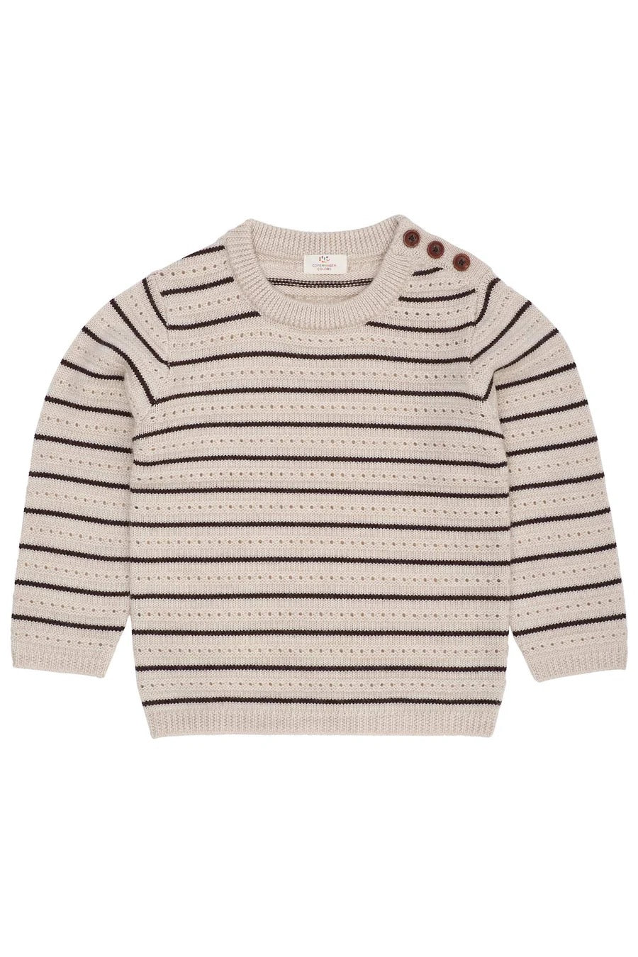 Genser Merino Pattern Pale Cream Mel./Dark Brown Comb