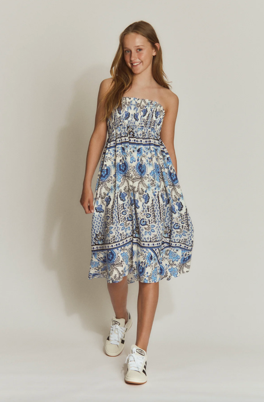 Skjørt RKElif Long Smock Blue Boho Print