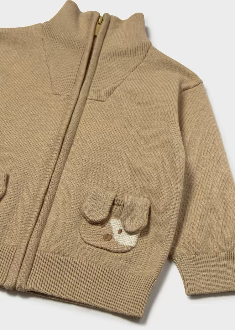 Jakke Zip Knitted Biscuit Heather