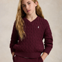 Genser Cable V-neck Rich Ruby