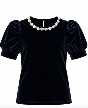 Bluse Emma Velvet Dark Navy