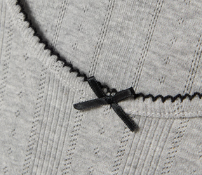 Genser Namel LS Short Deep Neck Grey Melange