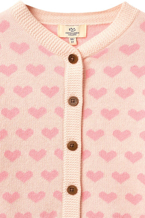 Cardigan Heart Crochet Edge Pink Comb.