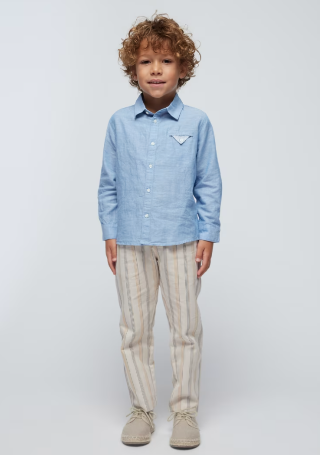 Skjorte Buttondown Linen Ocean