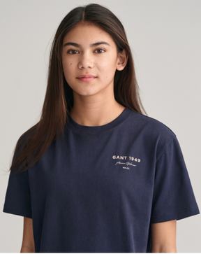 T-Skjorte Graphic Script Relaxed Evening Blue