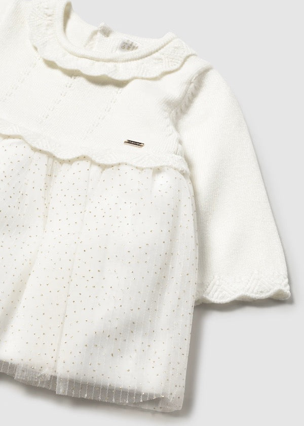 Kjole Newborn Knit/Tulle Ecru