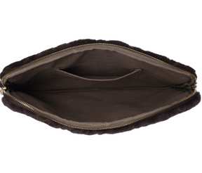 Faux Fur Quilted Mac Chocolate Brown