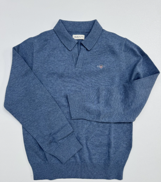 Genser Shield Knitted Zip Salty Sea Melange