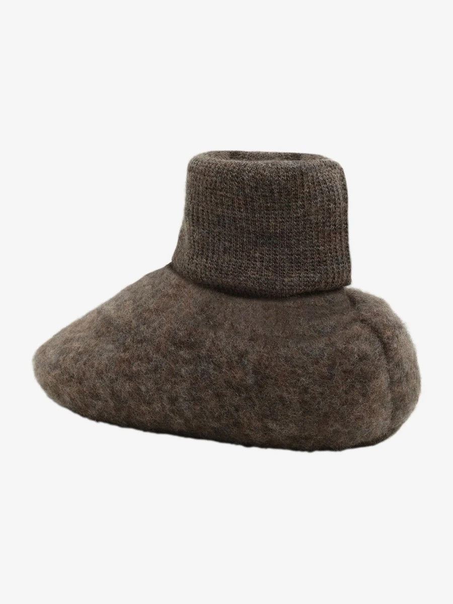Tøfler Footies Wool Fleece Brown Melange