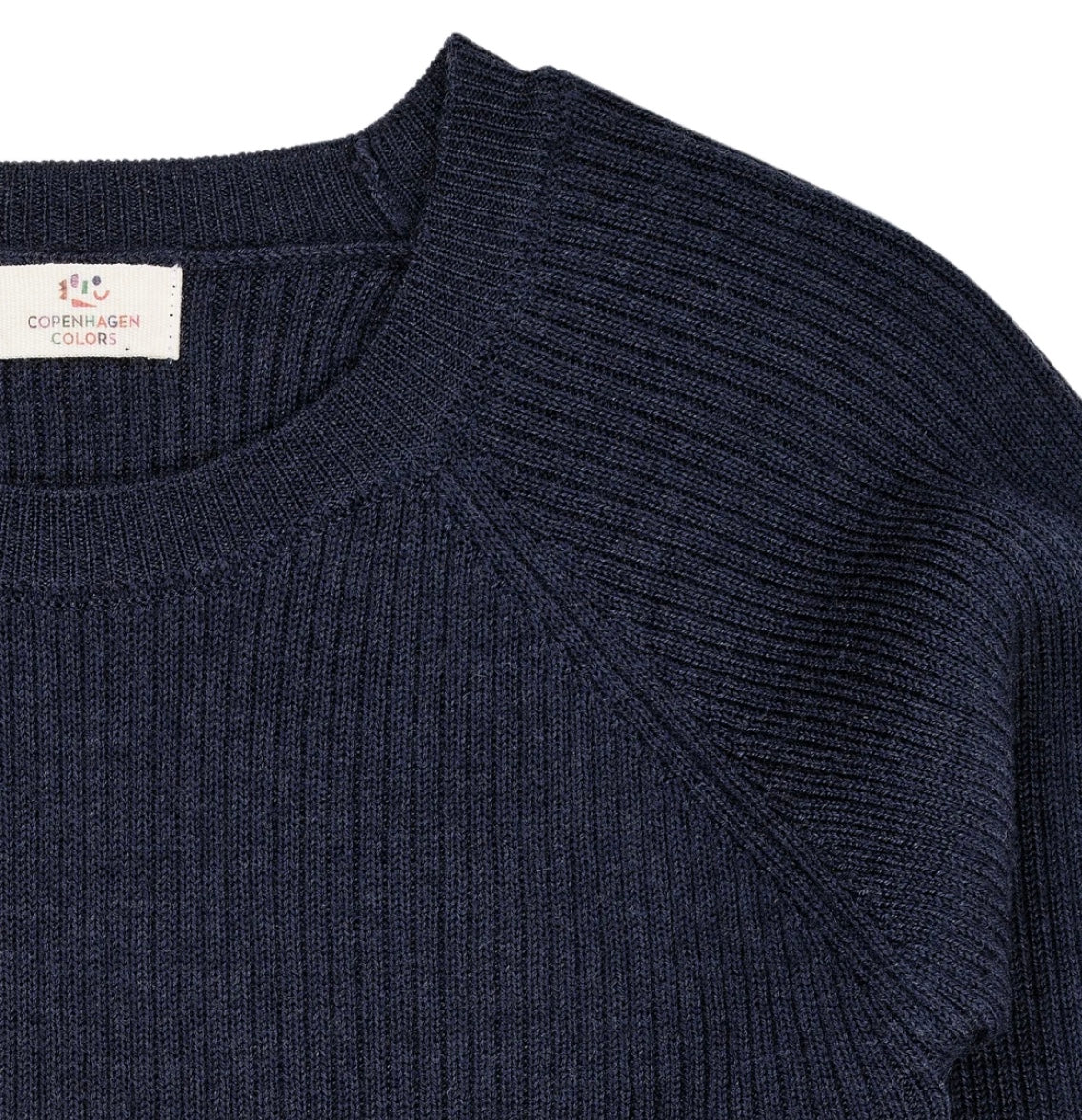 Genser Merino Classic Rib Navy