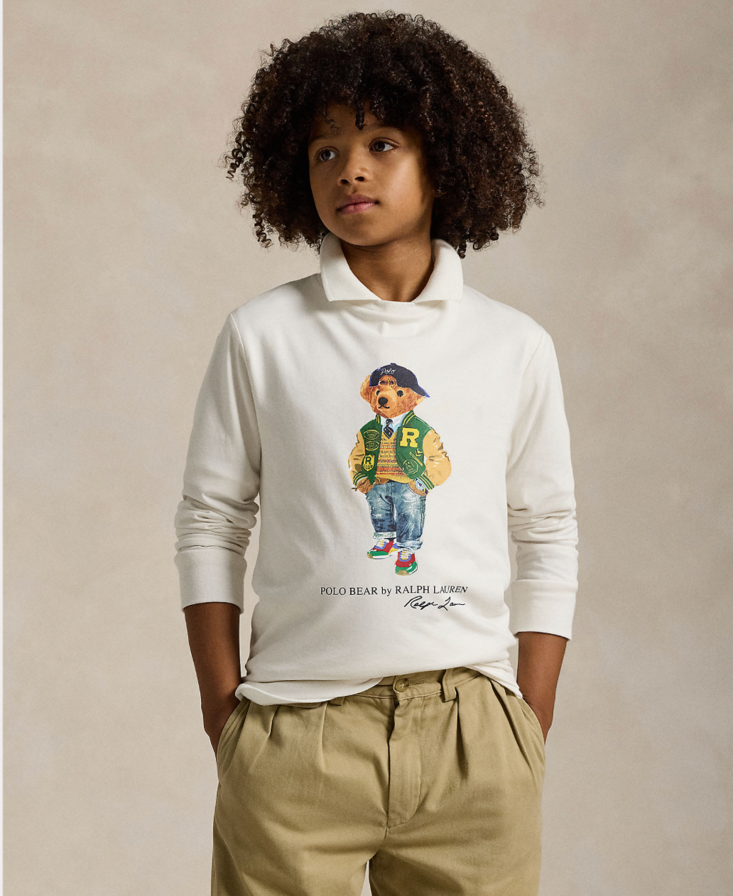 Genser Polo Bear Long Sleeve White