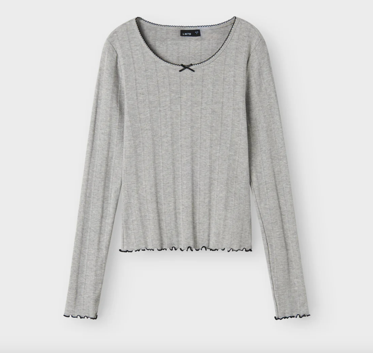 Genser Namel LS Short Deep Neck Grey Melange