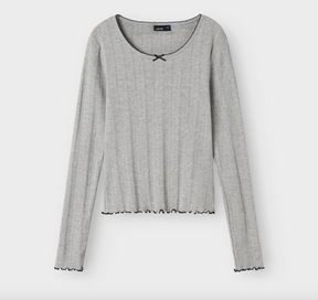 Genser Namel LS Short Deep Neck Grey Melange