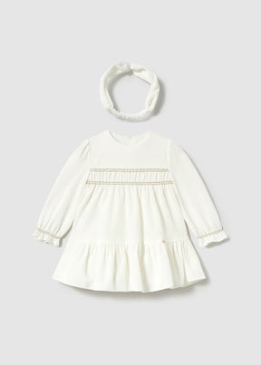 Kjole m/Hårbånd Velvet Ecru