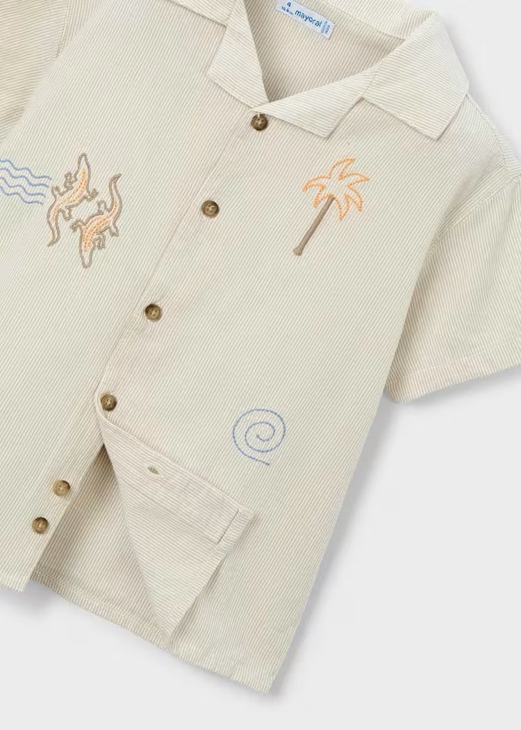 T-skjorte Embroidered Tropical Linen
