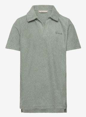 Pique Revere Collar Towelling Polo Ceramic Grey