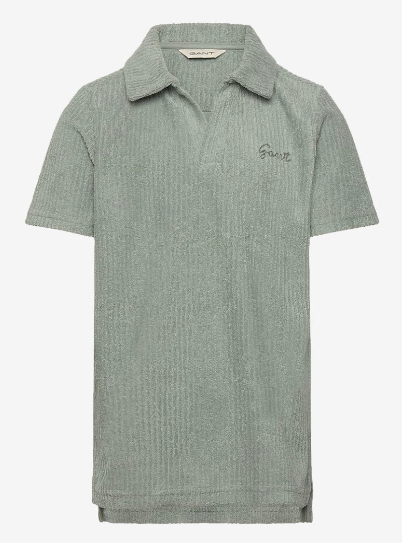 Pique Revere Collar Towelling Polo Ceramic Grey