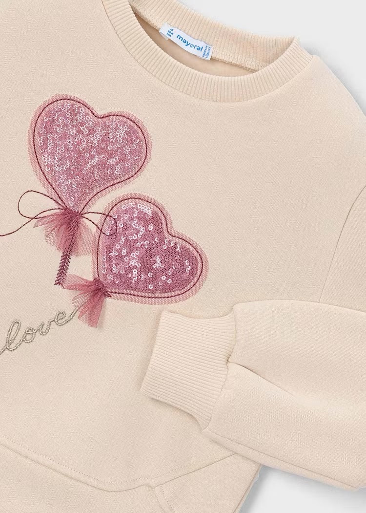 Genser Pullover Hearts Light Khaki