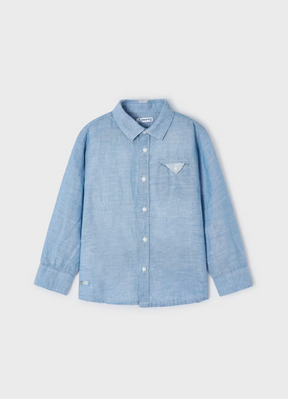 Skjorte Buttondown Linen Ocean