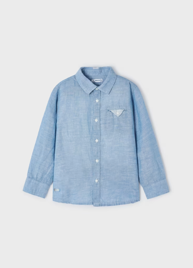 Skjorte Buttondown Linen Ocean