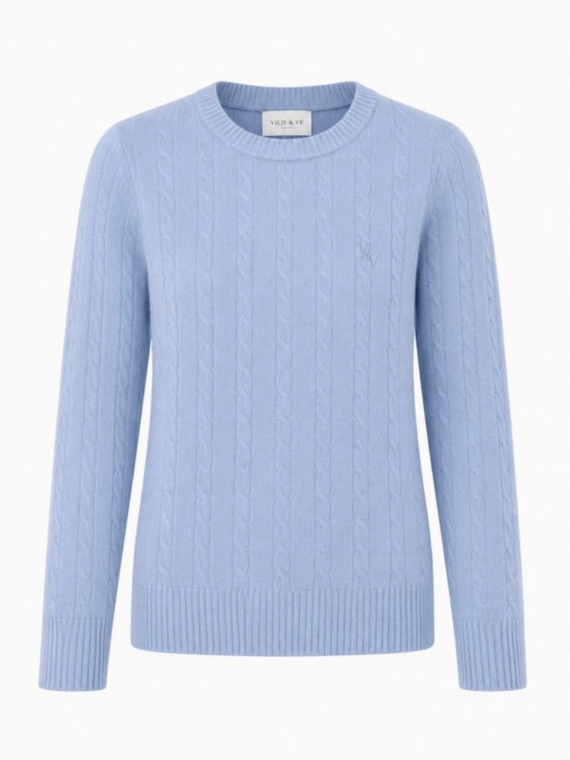 Genser Ull Elise Strikket Sky Blue