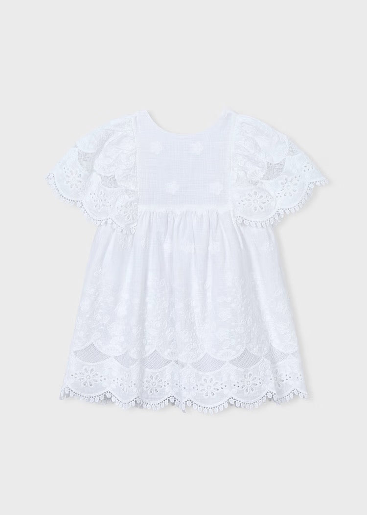Kjole Embroidered Formal White