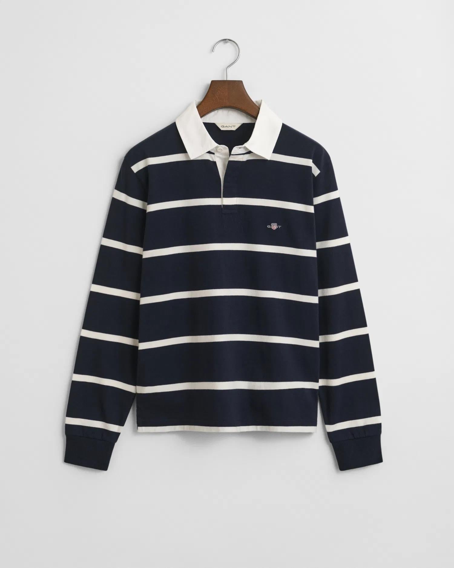 Genser Pique Striped Rugger Evening Blue