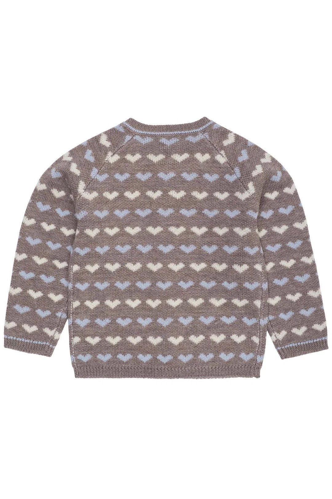 Cardigan Merino Heart Natural Mel/Dusty Blue Comb