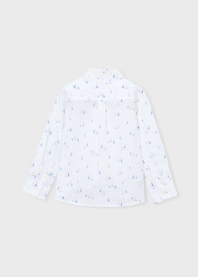 Skjorte Linen Boat White/Indigo