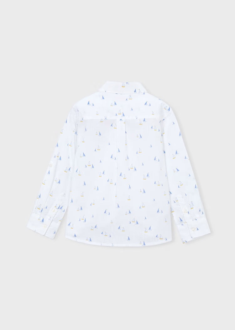 Skjorte Linen Boat White/Indigo