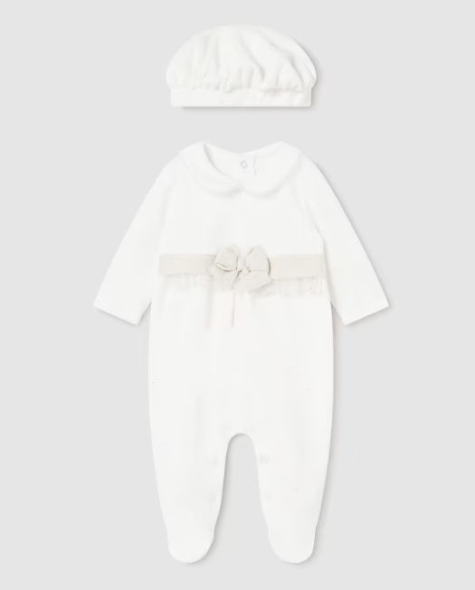 Heldress Newborn m/Beret Off White