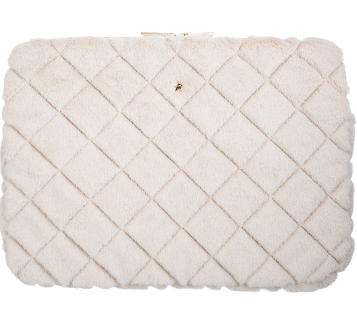 Faux Fur Quilted Mac Sand