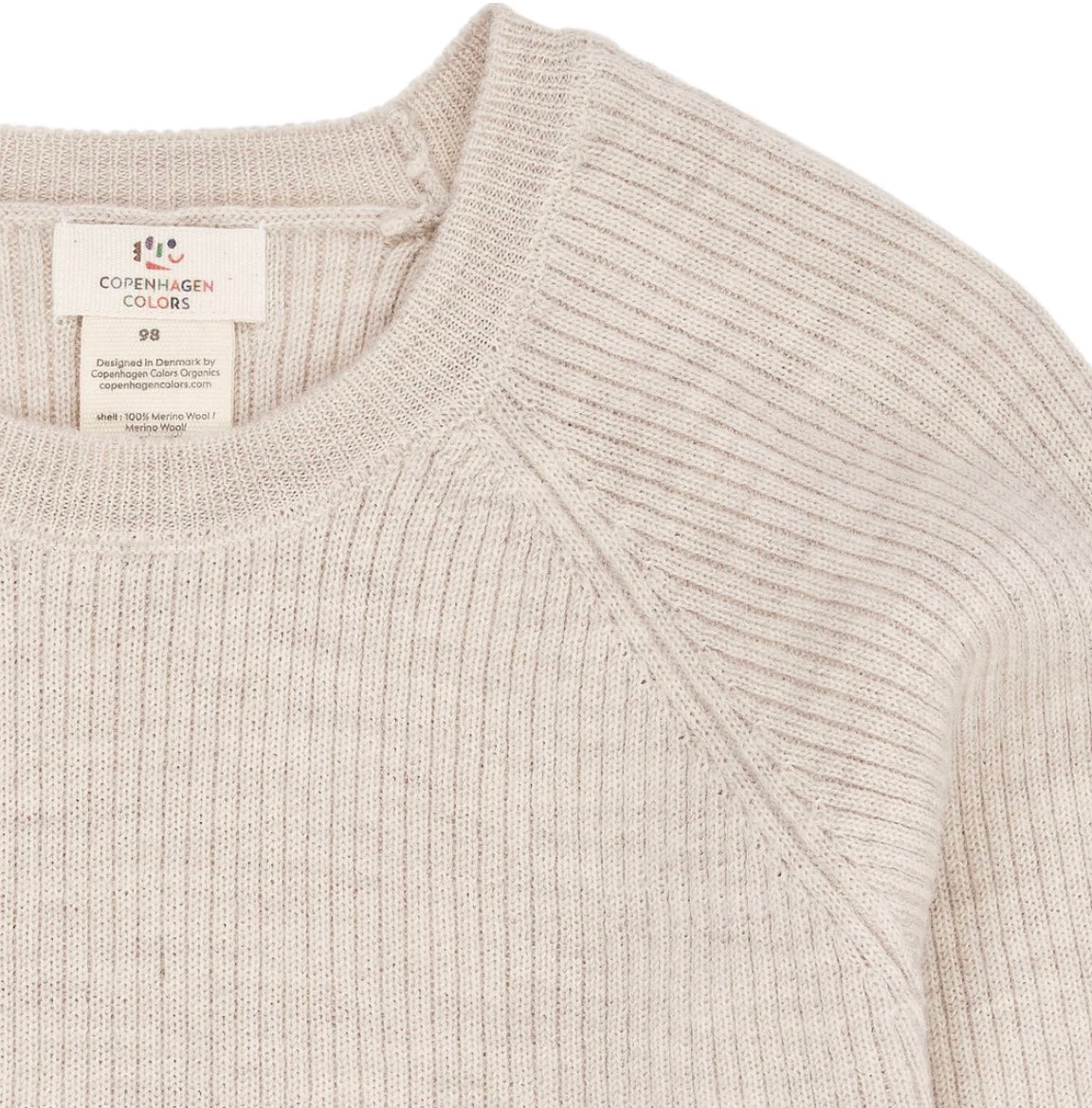 Genser Merino Classic Rib Pale Cream Melange
