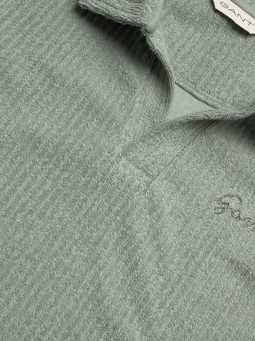 Pique Revere Collar Towelling Polo Ceramic Grey