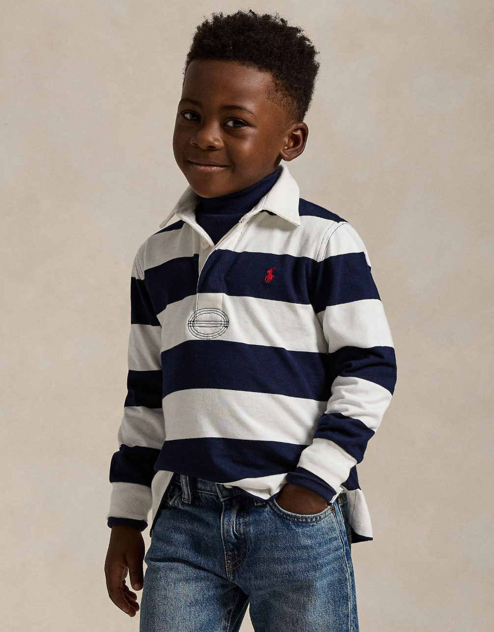 Genser Iconic Rugby White/Cruise Navy