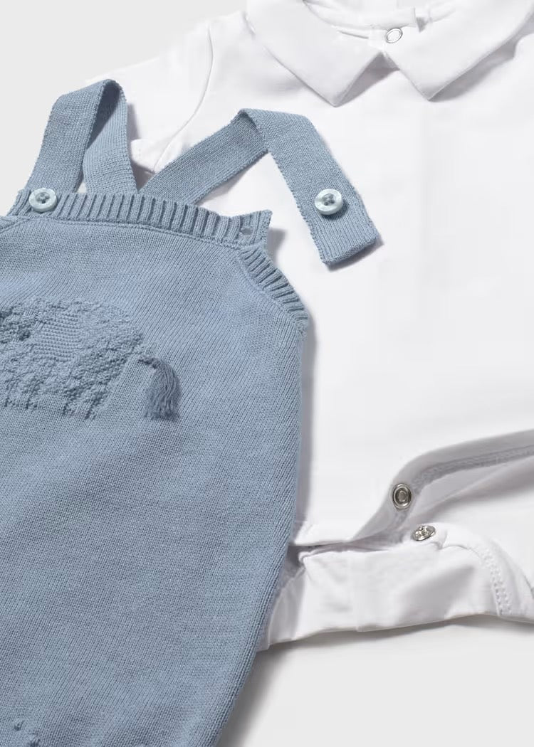 Sett 2-Deler Knit Dungaree Atlantis