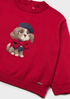 Genser Jacquard Dog Red