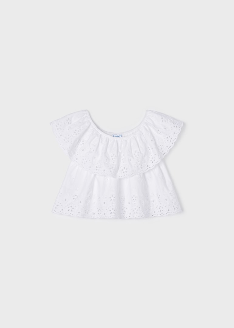 Bluse embroidered knit White