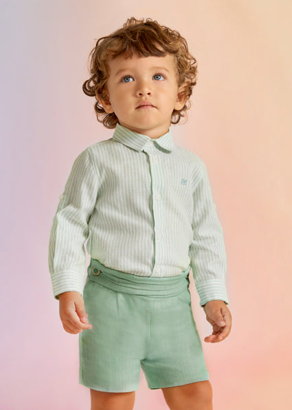 Skjorte Buttondown Linen Stripe Green