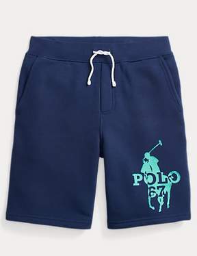 Shorts Sweat Polo Green Knit Navy