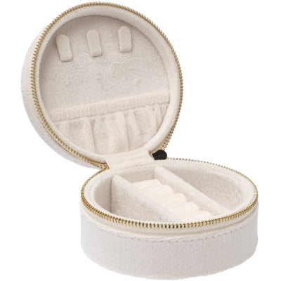 Velvet Jewellery Box Round off white