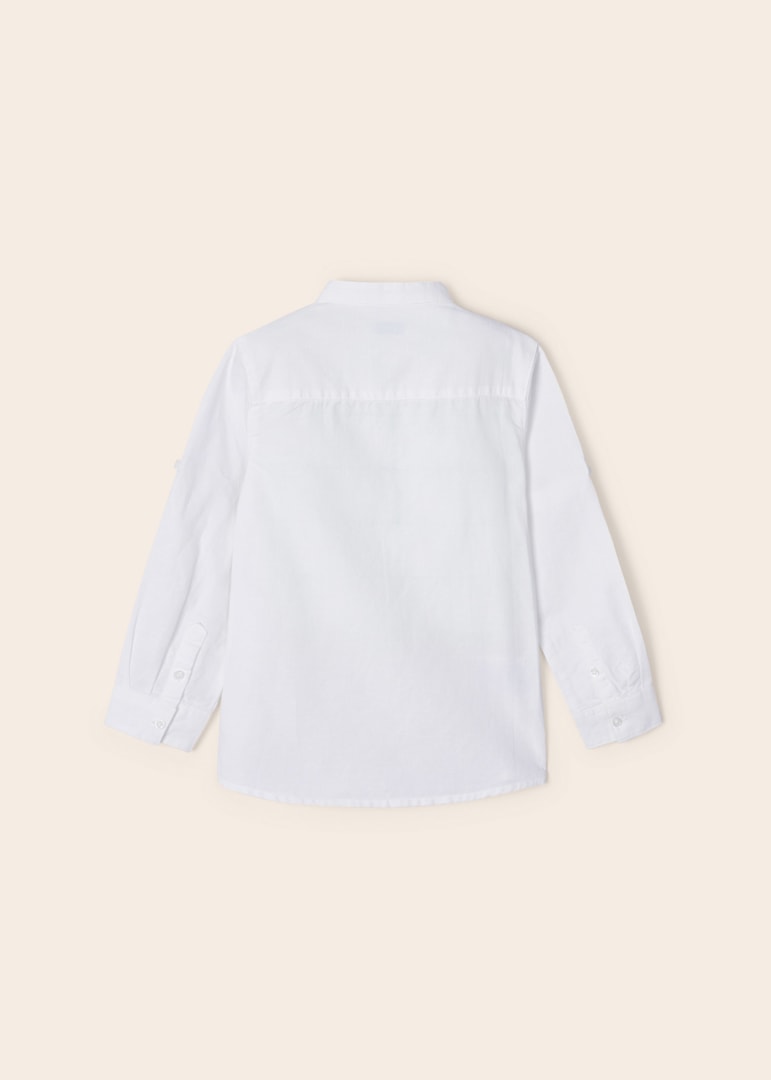 Skjorte Linen Mao collar White