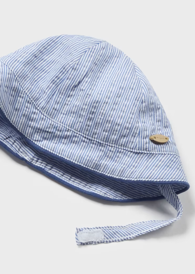 Romper & hatt stripes Seersucker Blue