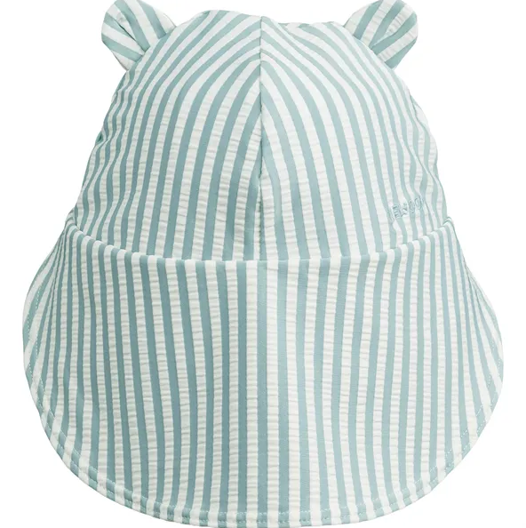 Senia seersucker sun hat Y/D stripe: Sea blue/white
