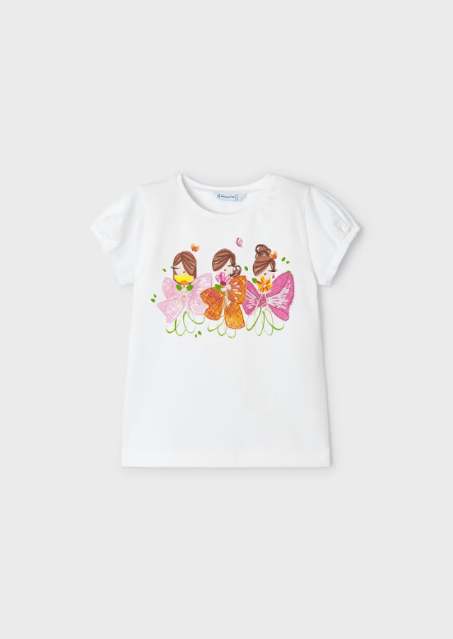 T-skjorte girl printed Naural White