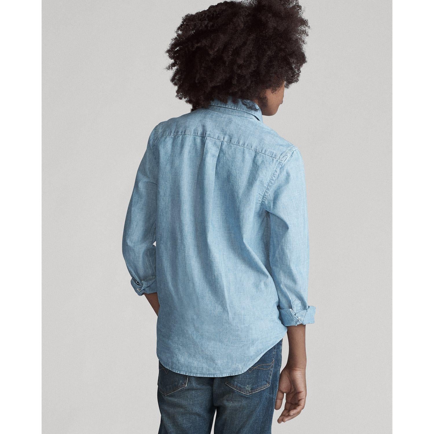 Skjorte Long-Sleeve Chambray Blue