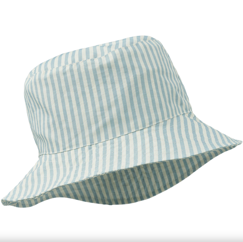 Damon Printed bucket hat Stripe sea blue / White