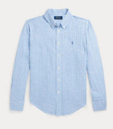 Skjorte Plaid Linen Blue/White